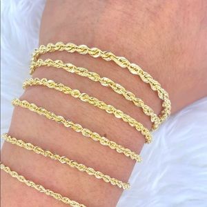 10k Solid Gold Diamond Cut 2.5mm 7 inch bracelet NOT PLATED! Christmas gift Sale